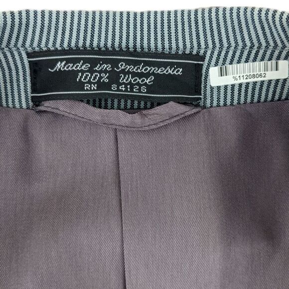 Vintage Bill Blass Gray Striped Sport Jacket Suiting Blazer mens 40 r wool - Picture 5 of 7